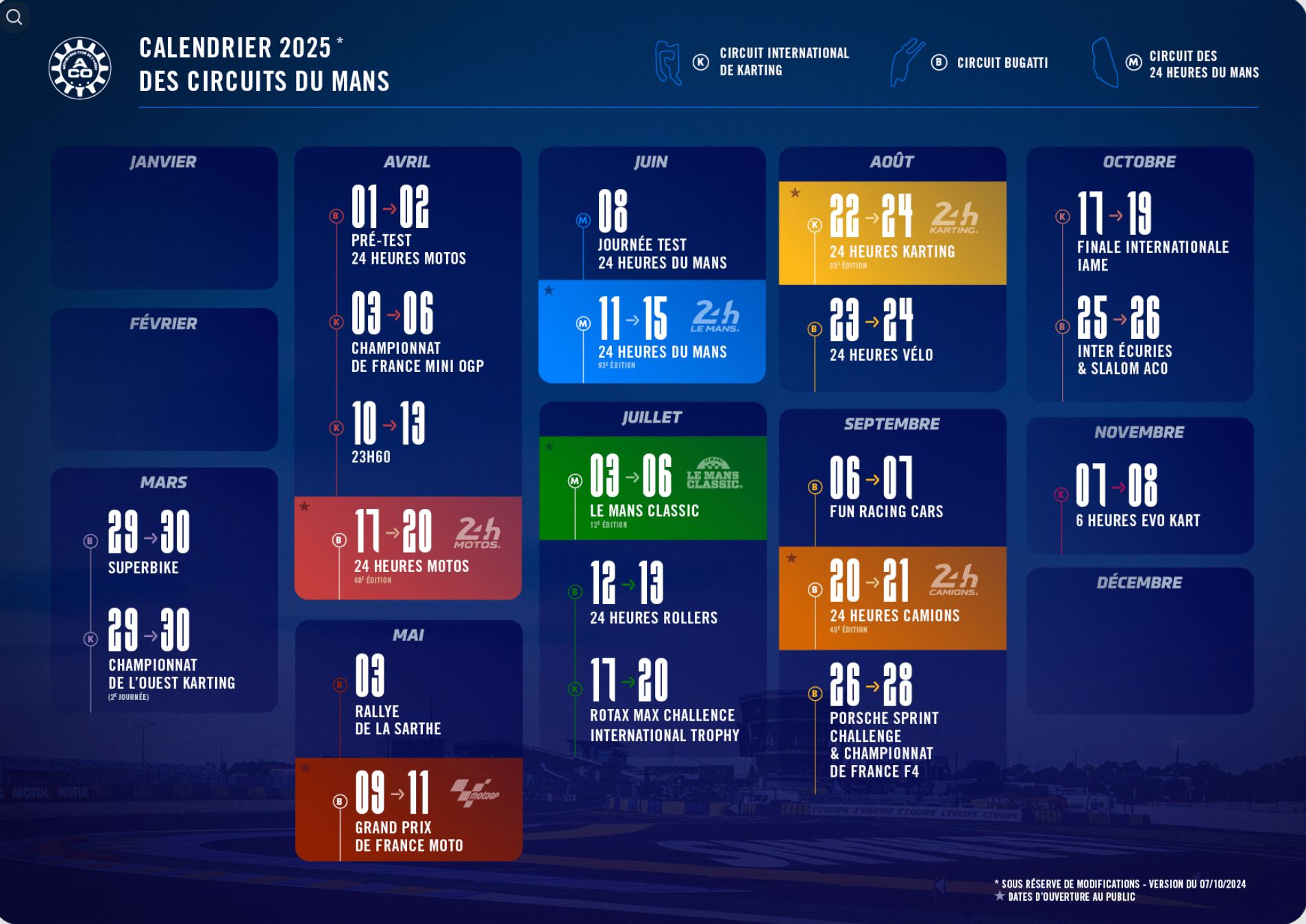 The 2025 Le Mans circuit calendar unveiled here are the dates you won